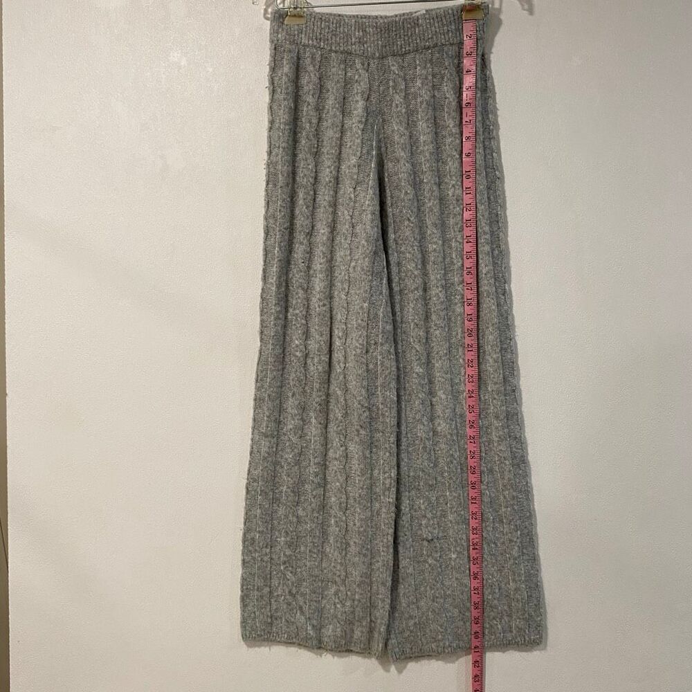 Abercrombie & Fitch Cable Knit Wide Leg Pants XS Gray Cozy Lounge Sweater Pants - Picture 5 of 8